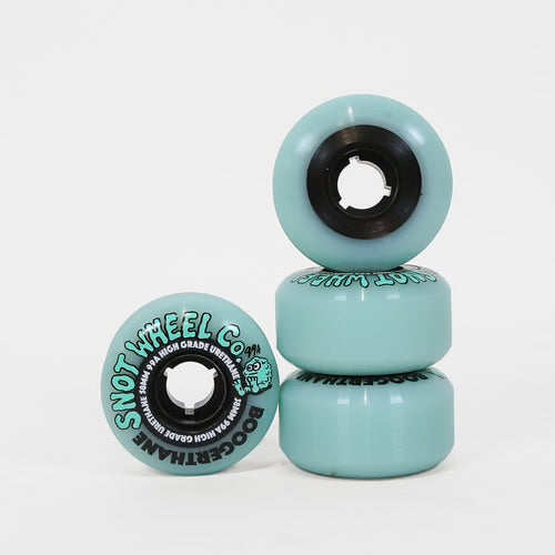 SNOT WHEELS CO. - 58MM (99A) BOOGERTHANE SKATEBOARD WHEELS - MINT / BLACK