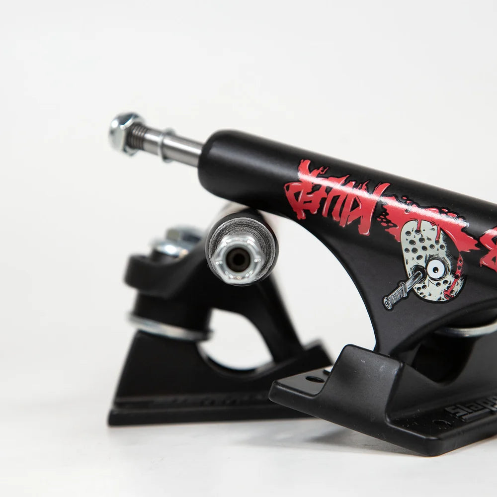 SLAPPY TRUCKS - (PAIR) 10.0" ST1 HOLLOW INVERTED CURB 2 KILLER SKATEBOARD TRUCKS - MATTE BLACK