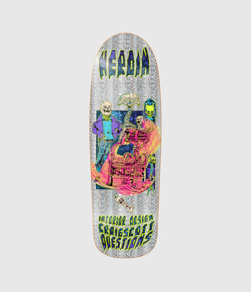 Heroin Skateboards Craig Questions Hellscape Skateboard Deck 10"