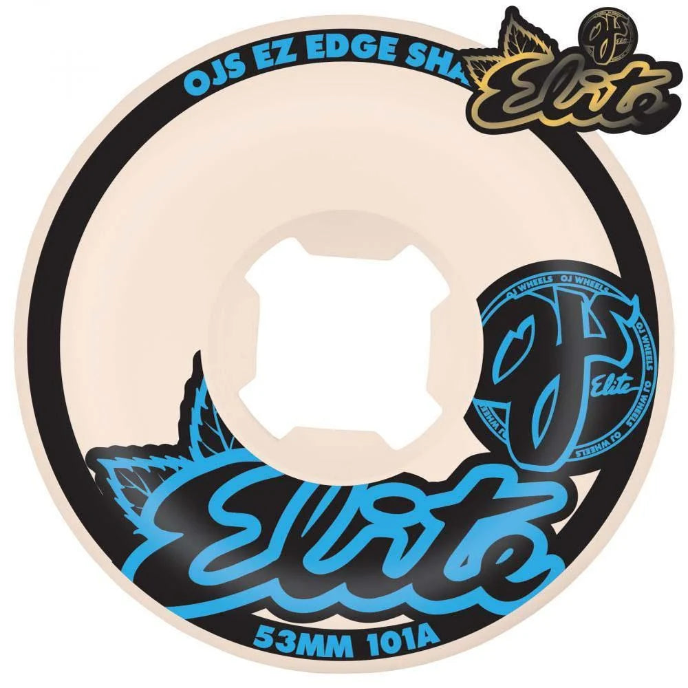 OJ Elite Wheels Elite 101a EZ Edge Skateboard Wheels White Blue 54mm