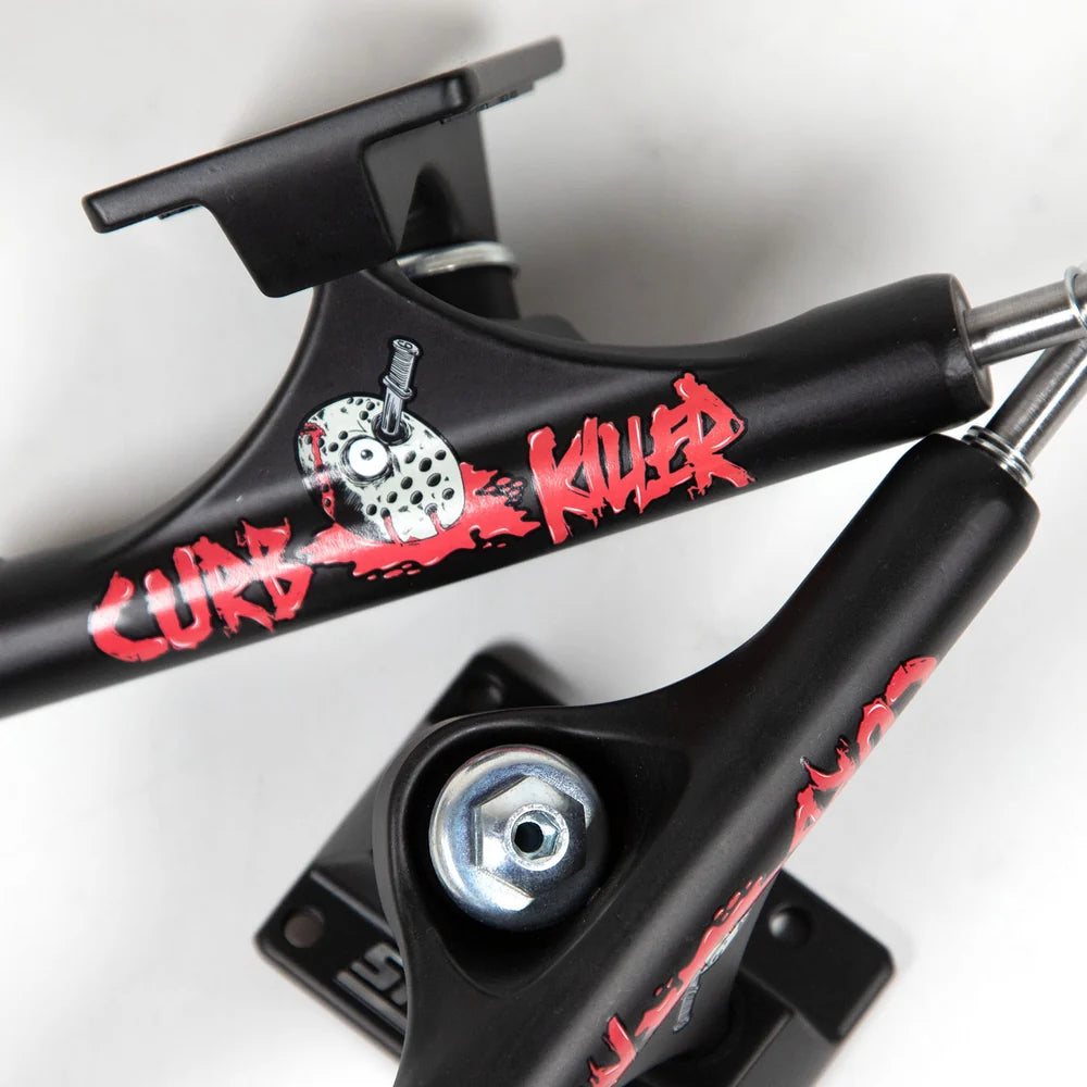 SLAPPY TRUCKS - (PAIR) 10.0" ST1 HOLLOW INVERTED CURB 2 KILLER SKATEBOARD TRUCKS - MATTE BLACK