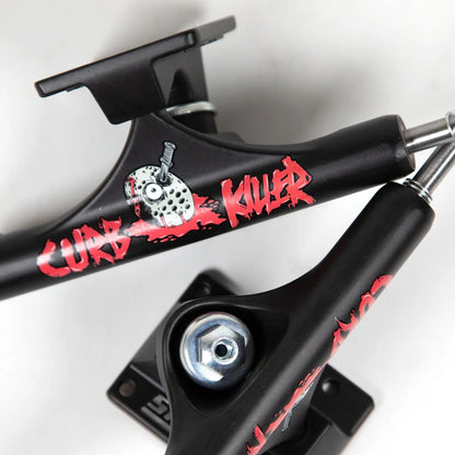 SLAPPY TRUCKS - (PAIR) 10.0" ST1 HOLLOW INVERTED CURB 2 KILLER SKATEBOARD TRUCKS - MATTE BLACK