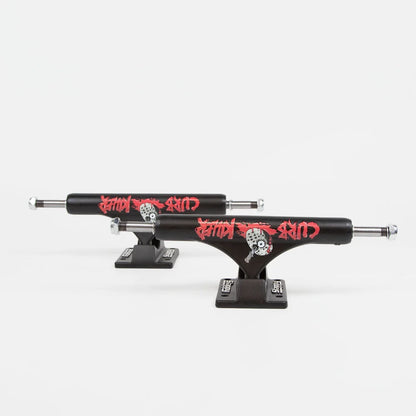 SLAPPY TRUCKS - (PAIR) 10.0" ST1 HOLLOW INVERTED CURB 2 KILLER SKATEBOARD TRUCKS - MATTE BLACK