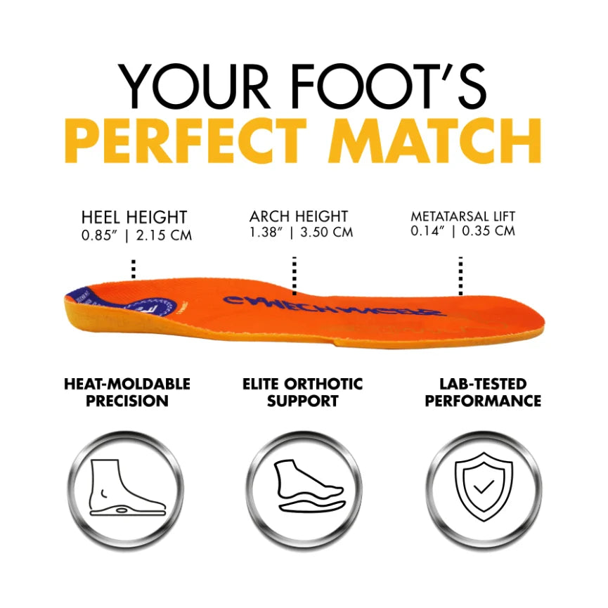 FOOTPRINT GAMECHANGER PRO CUSTOM ORTHOTIC QUANTUM HEEL INFINITY FOAM INSOLES MID CLASSIC ORANGE
