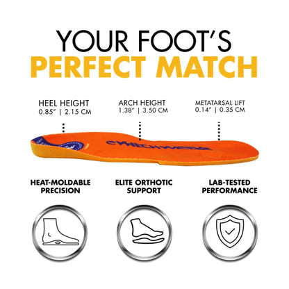 FOOTPRINT GAMECHANGER PRO CUSTOM ORTHOTIC QUANTUM HEEL INFINITY FOAM INSOLES MID CLASSIC ORANGE