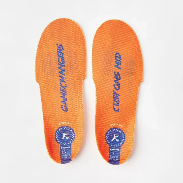 FOOTPRINT GAMECHANGER PRO CUSTOM ORTHOTIC QUANTUM HEEL INFINITY FOAM INSOLES MID CLASSIC ORANGE