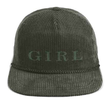 Girl Serif 5 Panel Cord Hat Forest Green