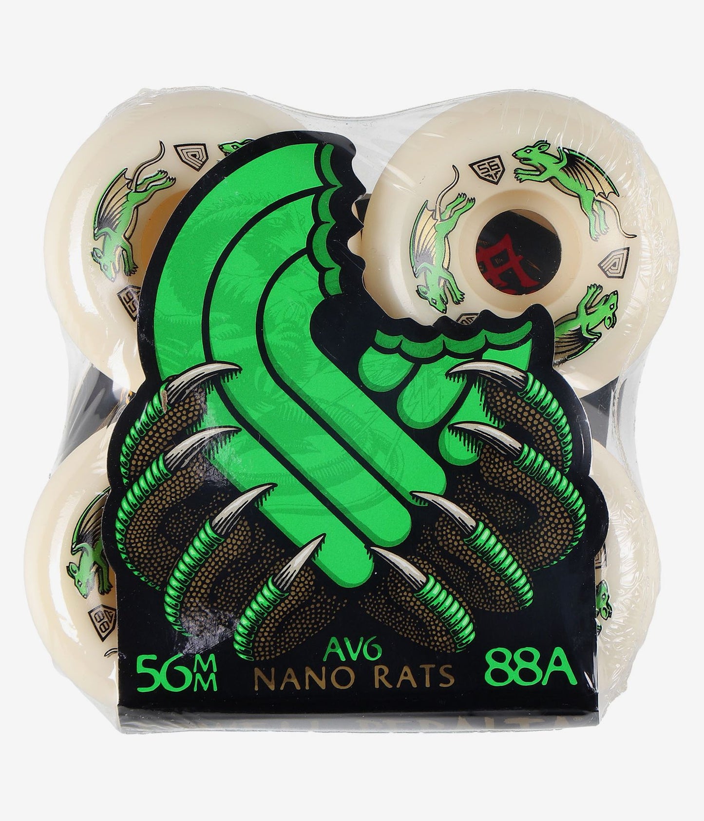 POWELL-PERALTA DRAGONS NANO RAT AV6 ASYMMETRICAL MEDIUM RIDE WHEELS (OFFWHITE) 56 MM 88A 4 PACK