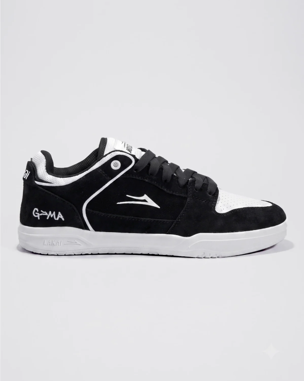 LAKAI TELFORD LOW SKATE SHOES JOSLIN BLACK WHITE
