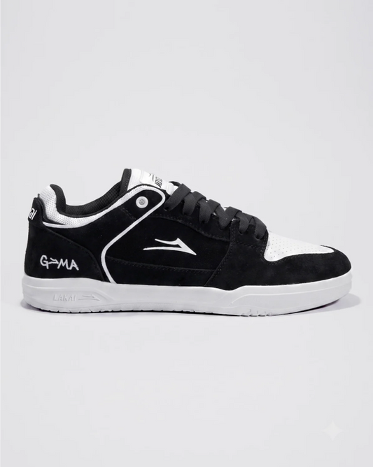 LAKAI TELFORD LOW SKATE SHOES JOSLIN BLACK WHITE