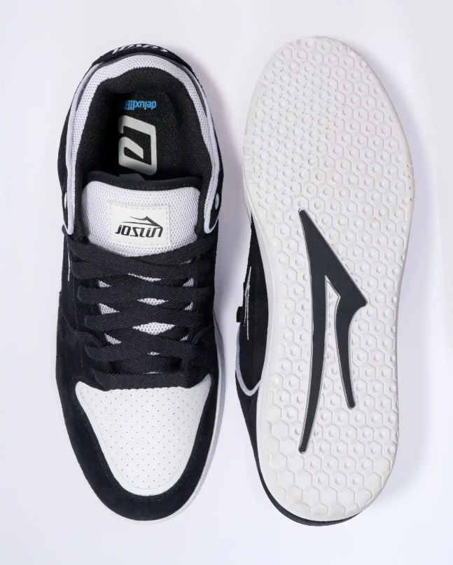 LAKAI TELFORD LOW SKATE SHOES JOSLIN BLACK WHITE
