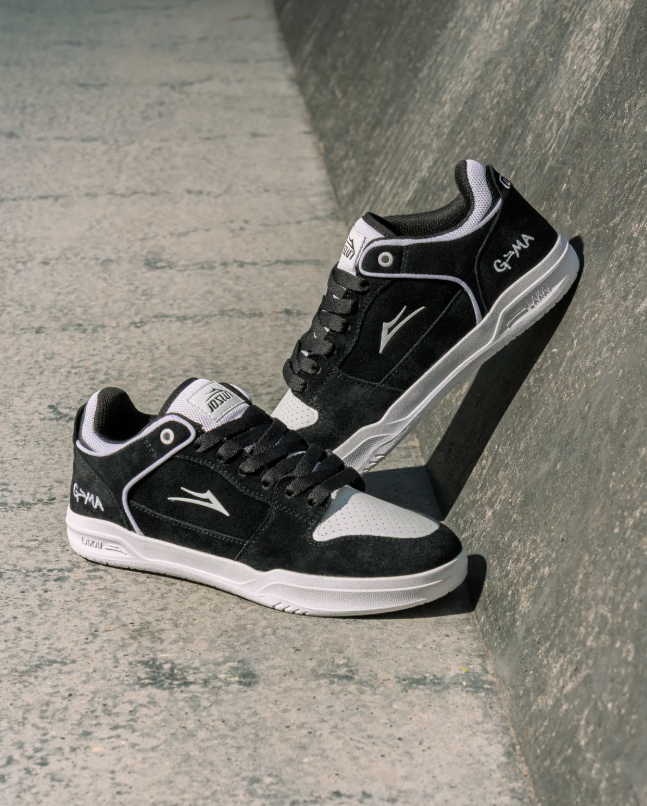 LAKAI TELFORD LOW SKATE SHOES JOSLIN BLACK WHITE
