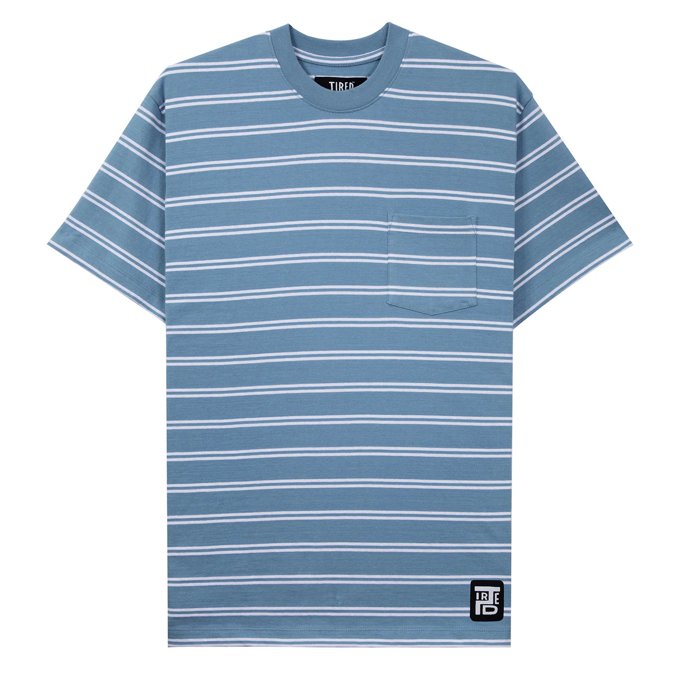 Tired Stamp Striped Pocket Tee Blue
