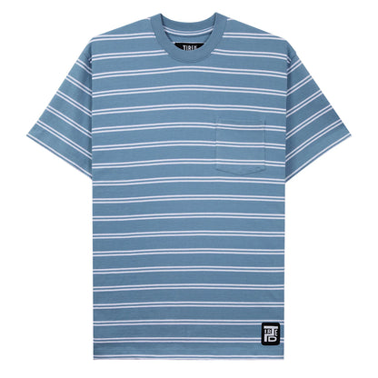 Tired Stamp Striped Pocket Tee Blue