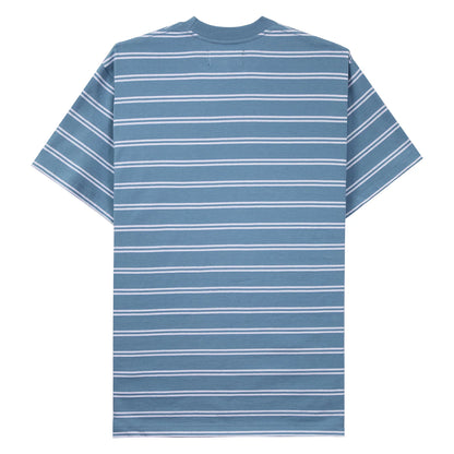 Tired Stamp Striped Pocket Tee Blue