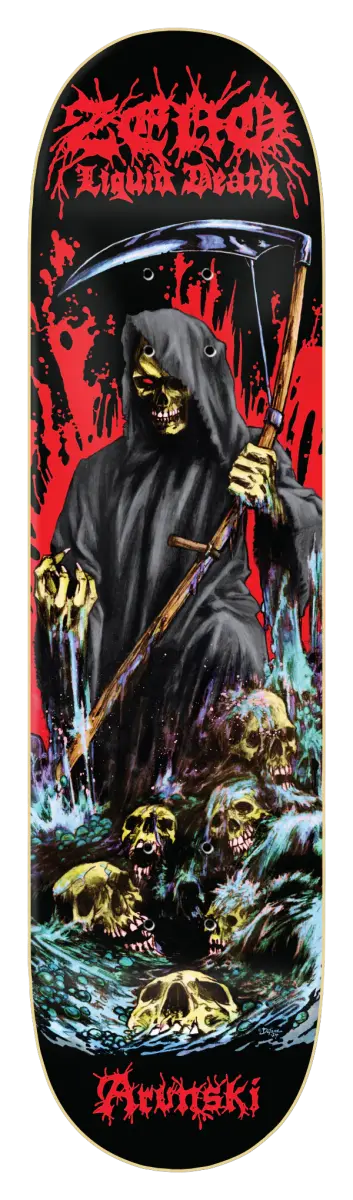 Zero x Liquid Death Skateboard Deck Adam Arunski 8.25"