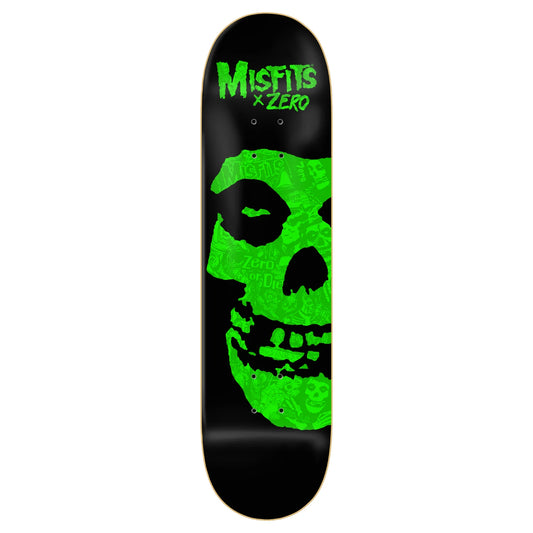 Zero Skateboard Deck Misfits Fiend Skull Green 8.375"